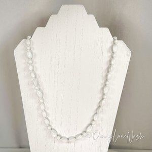 Vintage Oblong & Circle Alternate White Beads Necklace
